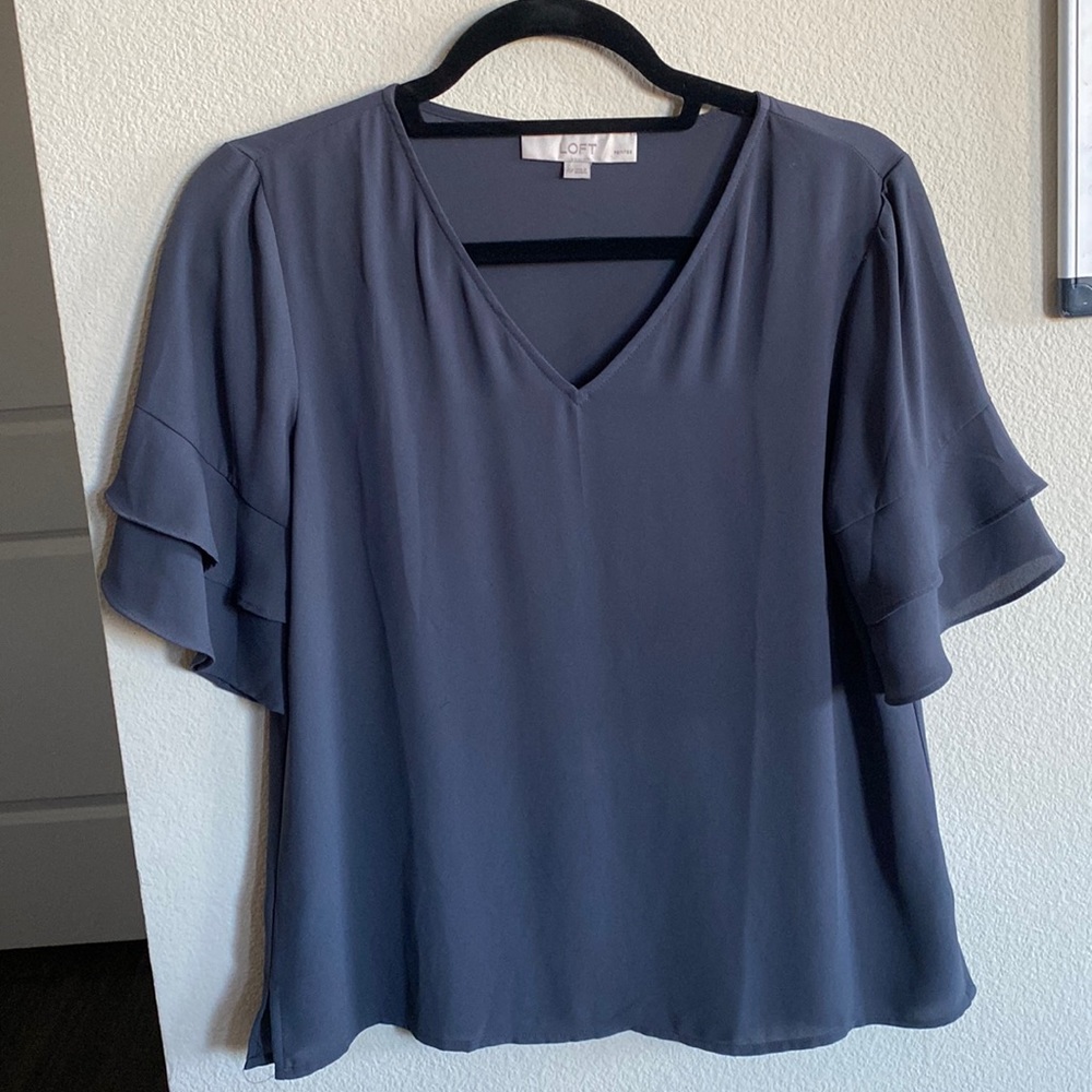 Loft, XS petite (fits like a normal), Gray sleeved blouse